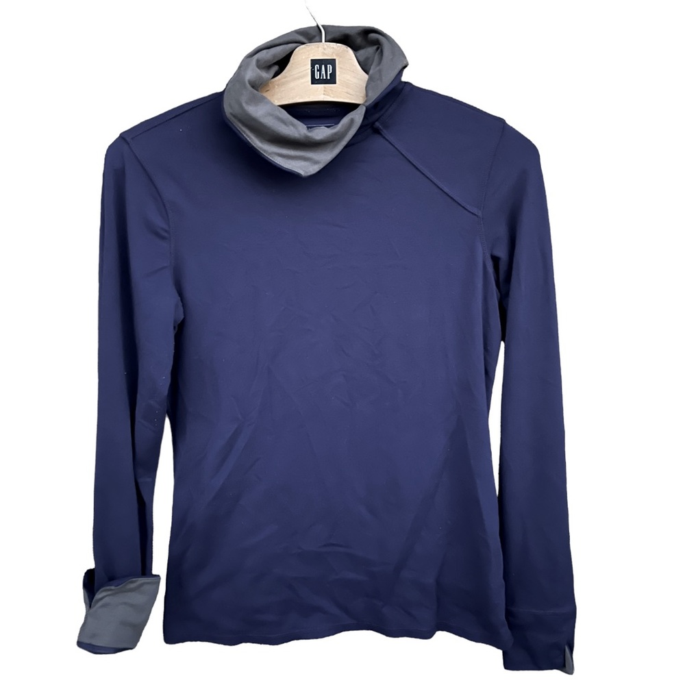 Athleta Crusade Yoga Top Long Sleeve Size XS Dark Blue/Violet with Gray